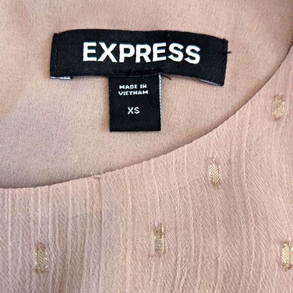 EC EXPRESS METALIC CLIP DOT SMOCKED WAIST TOP SZ.XS - Picture 3 of 4